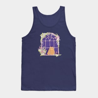 Kitty Cat In A Pretty Springtime Window With A Fancy Friend Tank Top